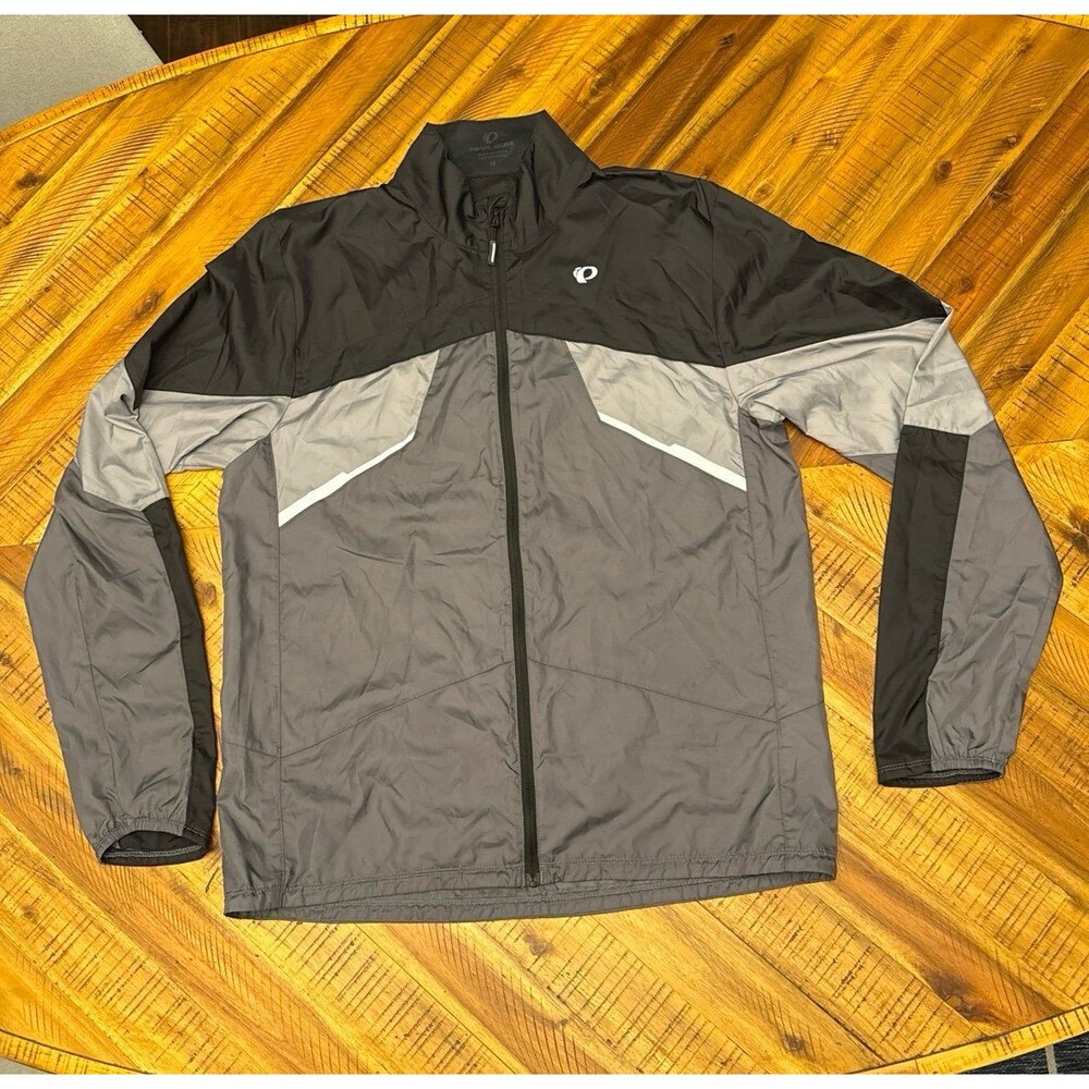 Pearl Izumi Fly Cycling Jacket M Black Gray Full Zip Windbreaker Lightweigt